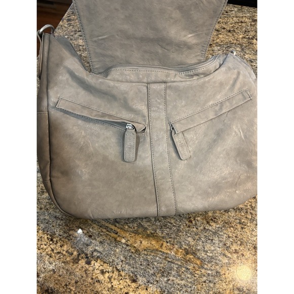 Kelly Moore Gray Leather‎ Medium Size Hobo Camera Shoulder  Purse - Picture 4 of 7